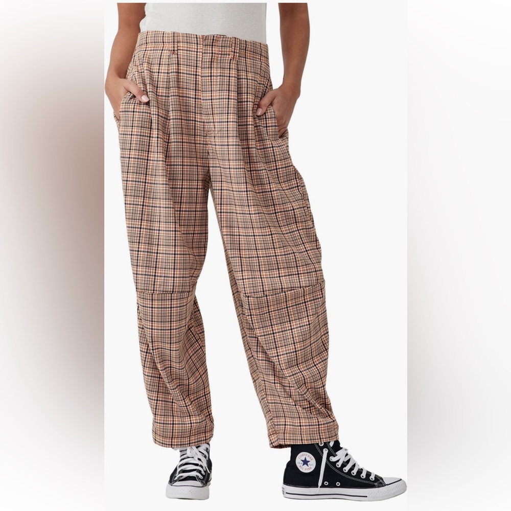 Free people plaid trousers pants cropped ankle size 8